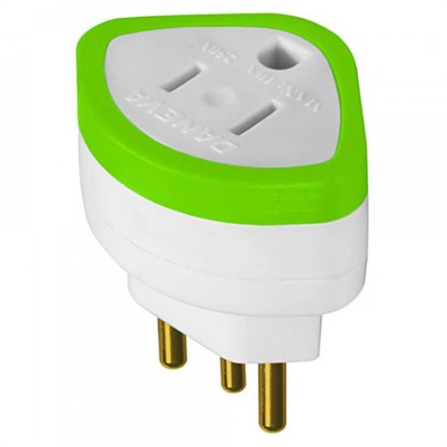 Adaptador Tomada 3 Pinos Redondo 2 Pinos Chato e 1 Pino Redondo Branco Daneva