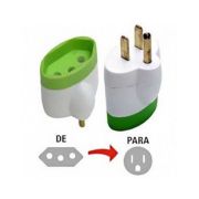 Adaptador Tomada 2 Pinos Chato e 1 Pino Redondo x 3 Pinos Redondo Branco Daneva