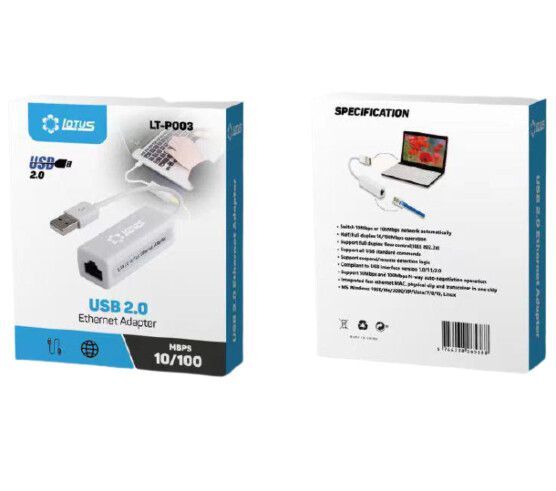 Cabo Adaptador USB 2.0 para Lan RJ45 Lotus LT-224/P003