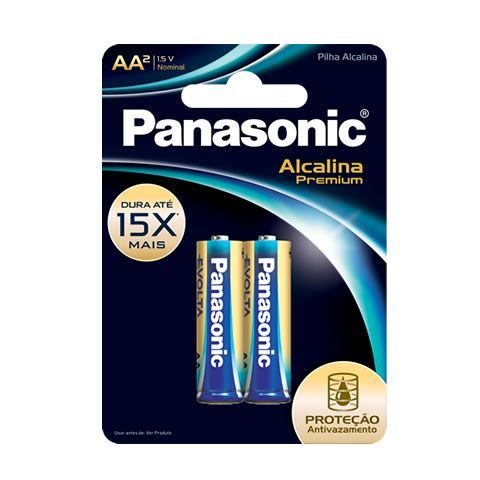 Pilha Alcalina Pequena AA Panasonic Premium com 2 Unidades