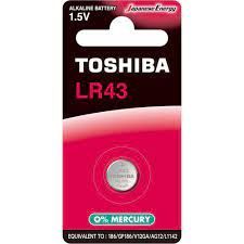 Bateria Alkaline 1.5V LR43 Toshiba Moeda *Unidade*
