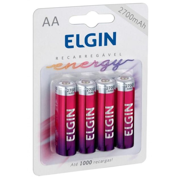 Pilha Recarregável AA 2700 Mah Elgin com 4 Unidades