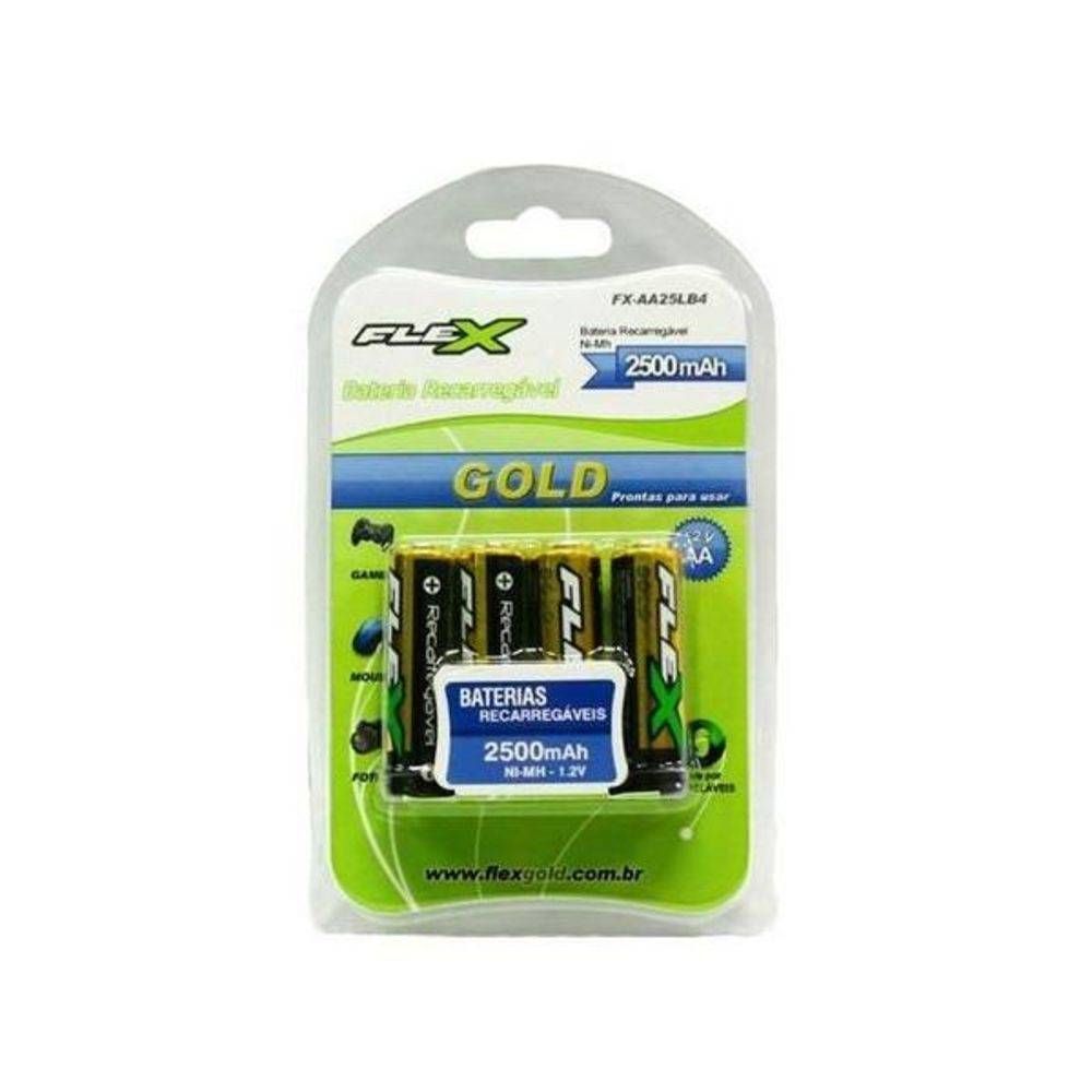 Pilha Recarregável AA 1.2V 2700mAh Flex com 4 unidades