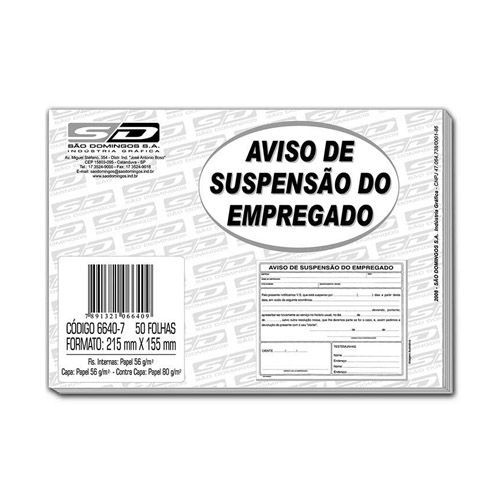 Bloco Aviso de Suspensão do Empregado 50fls SD66