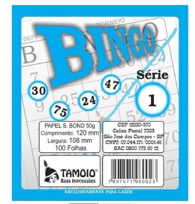 Bloco para Bingo 100 folhas  Azul - Tamoio