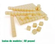Brinquedo Pedagógico Material Dourado Individual em Plastico, com 62 Peças, Caixa Madeira, Carimbras