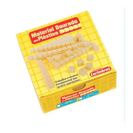 Brinquedo Pedagógico Material Dourado Individual em Plastico, com 62 Peças, Caixa Papelão, Carimbras