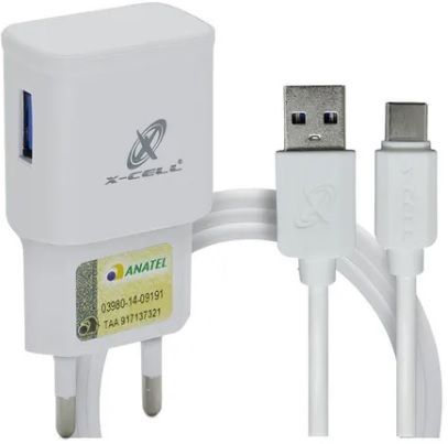 Cabo Carregador USB x Tipo C 2.0A com plug para Tomada com 1 porta USB XC-KT-C X-CELL