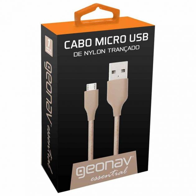 Cabo Carregador USB x V8 Micro USB Nylon Trançado 1,00 metro Essential ESMIRG Rosê Gold Geonav