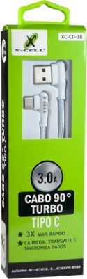 Cabo USB Tipo C 3.0A 1,00 metro 90° XC-CD-38 X-CELL