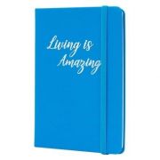 Caderno de Anotações Sem Pauta "Living Is Amazing" Azul A5