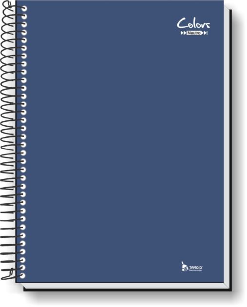 Caderno Universitário Espiral Capa Dura 96 Folhas Neutro Colors Azul