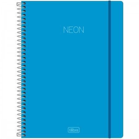 Caderno Universitário Espiral Capa Dura 160 Folhas Neon Azul Tilibra 20,00×27,50