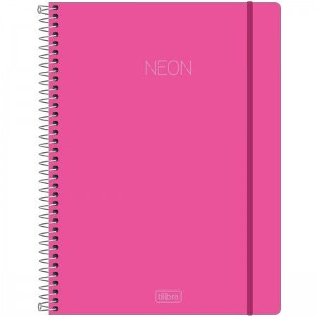 Caderno Universitário Espiral Capa Dura 160 Folhas Neon Rosa Tilibra