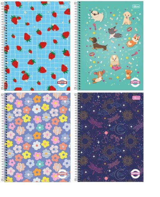 Caderno Universitário Espiral Capa Dura 80 Folhas Pepper Feminino Tilibra *Capas Sortidas* *Unidade*