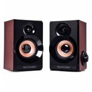 Caixa de Som SP261 6W RMS 2.0 Acabamento em Madeira USB