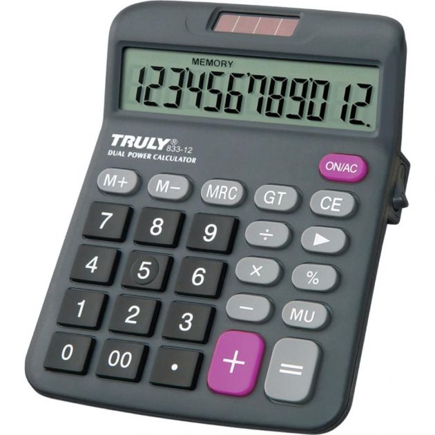 Calculadora de Mesa Truly Ref.833-12 12 Dígitos Preta