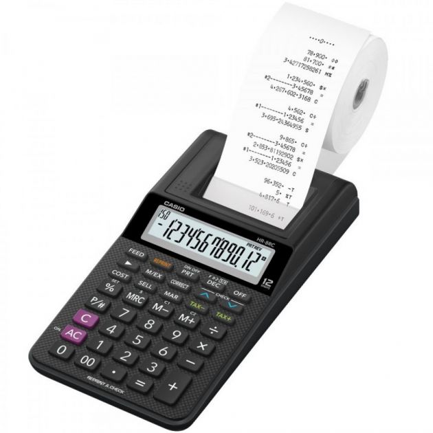 Calculadora Casio Impressão 12 dígitos Bivolt HR-8RC BK Preta