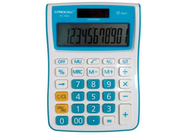 Calculadora de Mesa Procalc PC100-B 12 Dígitos Azul