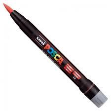 Caneta Pincel Brush Pen Posca Vermelha PCF-350 Uni-Ball