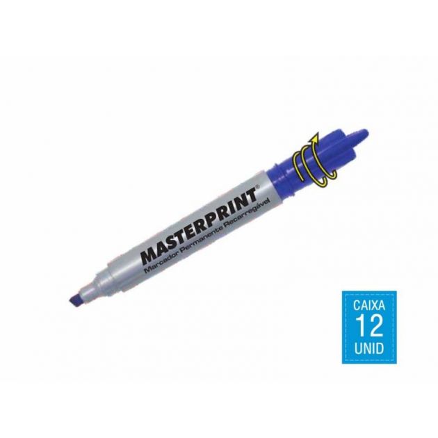 Caneta Pincel Marcador Permanente Masterprint MP616 Azul *Unidade*