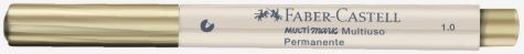 Caneta Pincel Marcador Permanente Multiuso Multimark Faber-Castell  Ouro 807