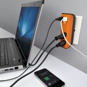 Carregador USB e Filtro de Linha com 2 portas USB 2.1A Enermax Bem Ligado Laranja