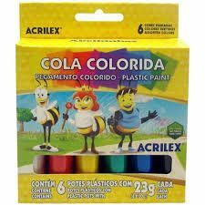 Cola colorida com 6 cores Acrilex