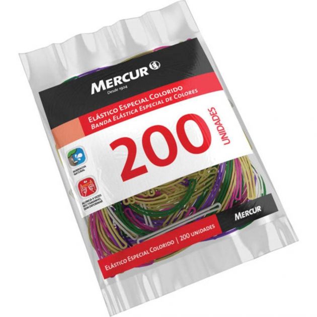 Elástico de Borracha Mercur Especial Colorido com 200 unidades