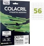 Etiqueta Colacril Inkjet + Laser 56 Etiquetas/folha A5 com 12 folhs Ref. CA5 1723