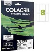 Etiqueta Colacril Inkjet + Laser 8 Etiquetas/folha A5 com 12 folhas Ref. CA5 3290