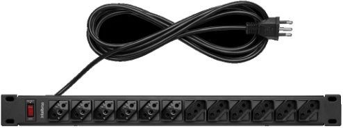 Filtro de Linha 12 Tomadas 3 pinos Cabo com 1m 10A Bivolt Ref.EPR 212 para Rack Intelbras Preto