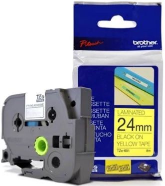 Fita para Rotulador Brother TZe-651 24mmx8m Original Preta e Amarela Brother