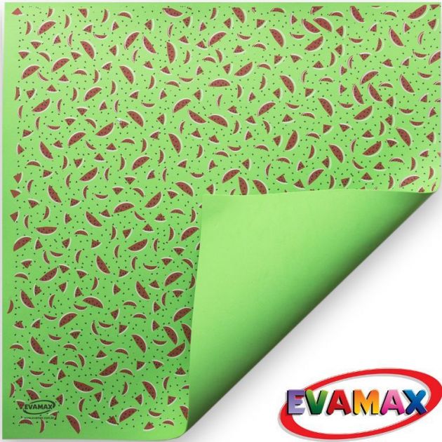 Folha de EVA 40x48cmx2mm Decorado Verde com Melancias *Unidade*