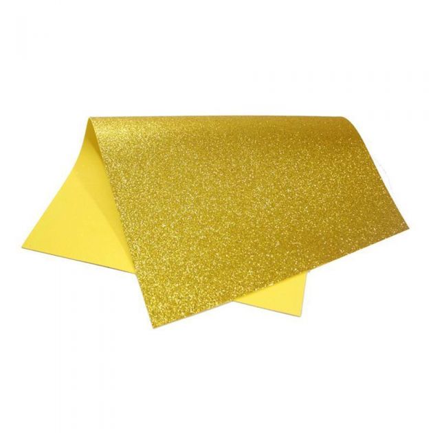 Folha de EVA 40cm x 48cm x 2mm Glitter Dourada *Unidade*