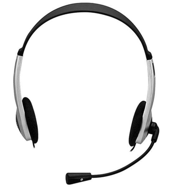 Fone de Ouvido com Microfone Headset Supra-auricular C3PLUS PH-01SI Preto e Prata