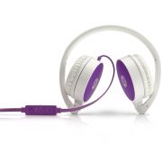 Fone de Ouvido com Microfone Headset Supra-auricular HP Casque H2800 Branco e Roxo