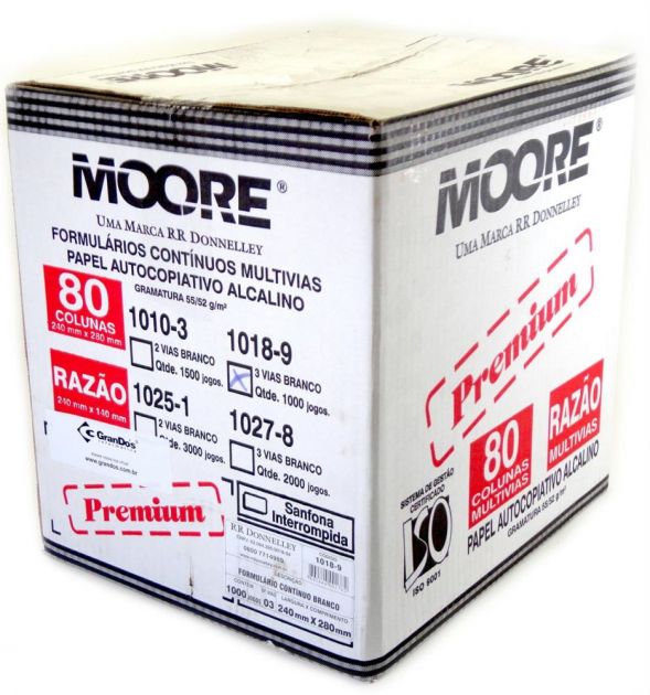 Formulário Contínuo Autocopiativo Premium Moore 080 colunas 3 vias 1.000 fls