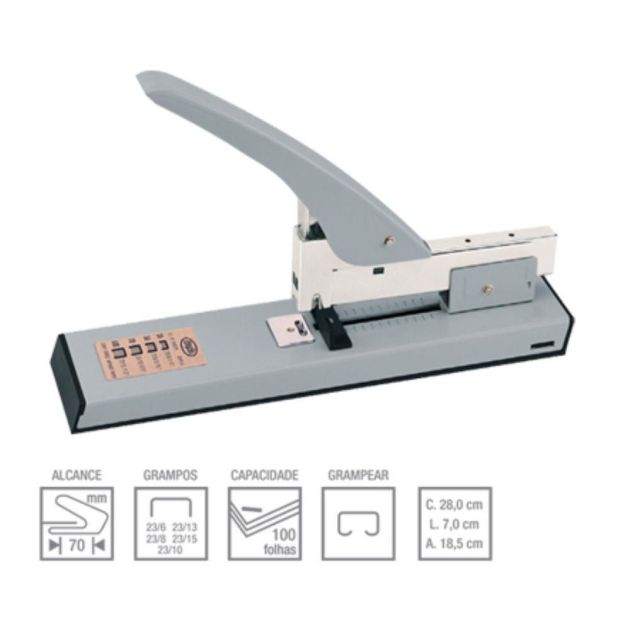 Grampeador de Metal Profissional Ref.938 para até 100 folhas Eagle Preto ou Prata