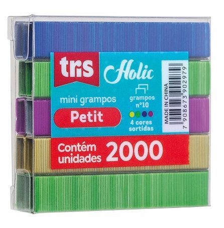 Grampos Coloridos para Grampeador Mini n° 10 com 2.000 grampos Tris