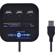 Hub USB 2.0 3 portas com leitor de cartão cód 29593 Vinik