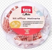 Kit Office para Escritório Rose Motivarte com 75 peças Tris