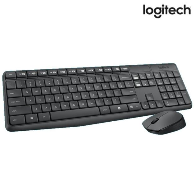 Teclado e Mouse Sem Fio Logitech MK235 USB Preto