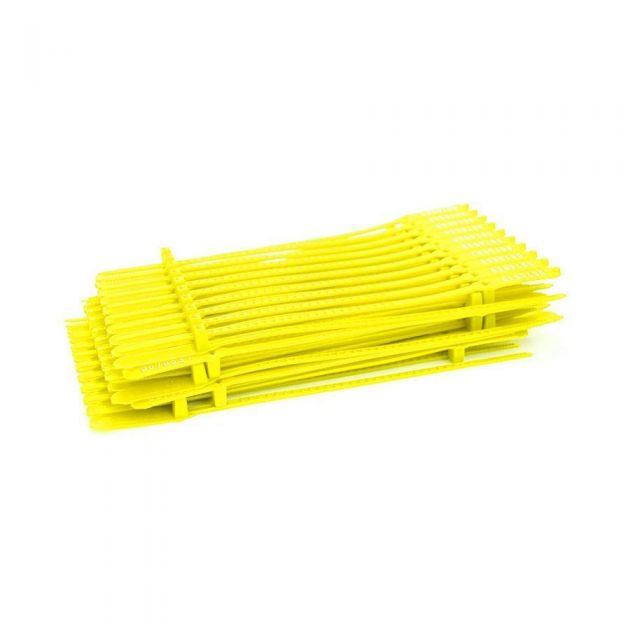 Lacres de Segurança plastico numerados amarelo 16 cm pct c/ 100 unidades Plastef