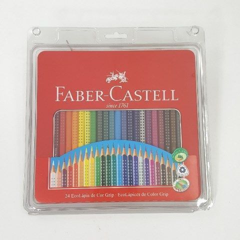 Lápis de Cor Faber Castell  Ecolápis Grip com Estojo Metal com 24 Cores