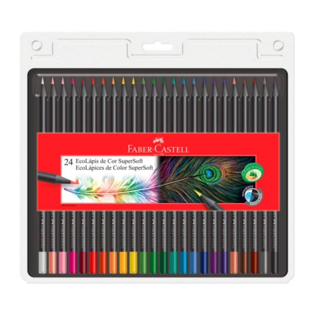 Lápis de Cor Faber Castell  SuperSoft com 24 Cores