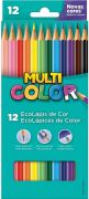 Lápis de Cor Multicolor com 12 Cores + 2 Lápis Preto