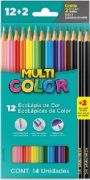 Lápis de Cor Multicolor com 12 Cores + 2 Lápis Preto