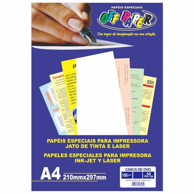 Papel Casca de Ovo Branco A4 180g 50 folhas Off Paper