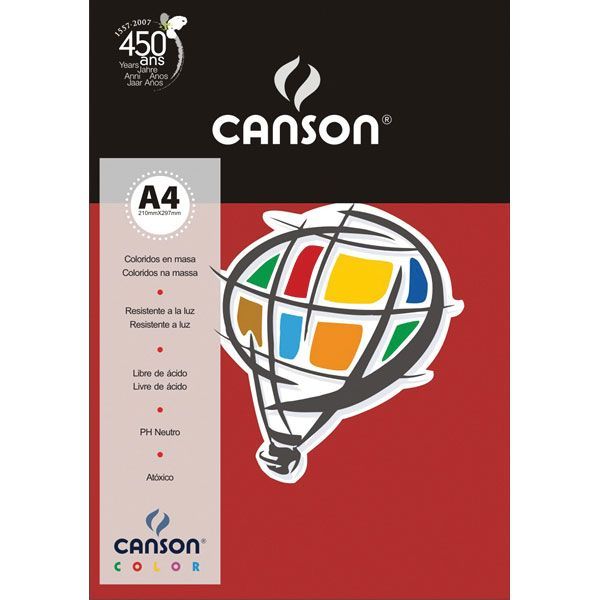 Papel Color Canson A4 120g 15 Folhas Vermelho Ref 66661220